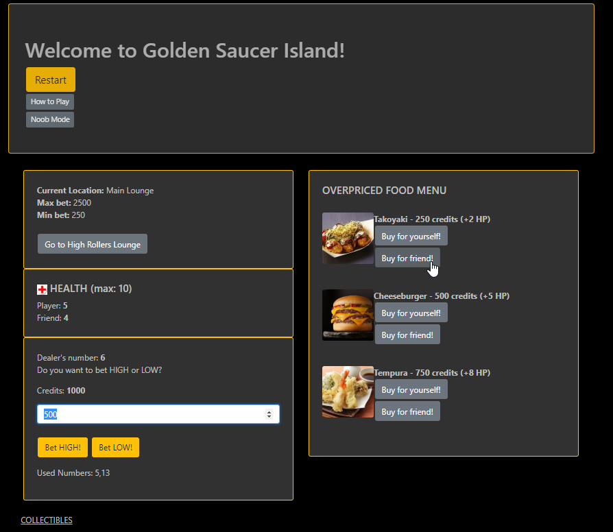 High-Low Casino Game