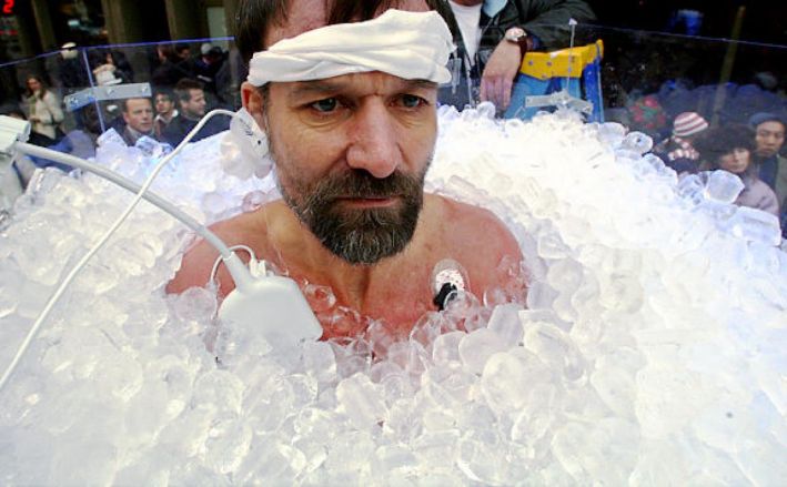 Image of Wim Hof submerged in ice.