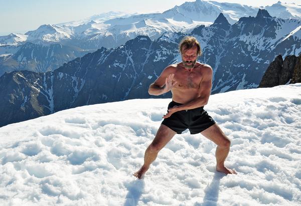 Image of Wim Hof posing in snow.